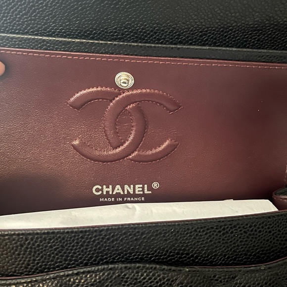 NOT AVAILABLE!! Chanel Small Classic Double Flap Black Caviar Silver Hardware - Picture 9 of 11